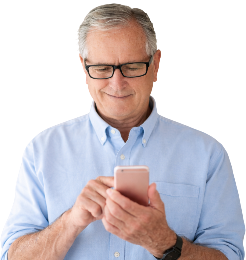 Senior using phone